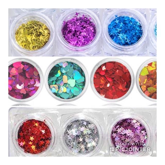 Star Shape - Nail Art glitter - 12 colors