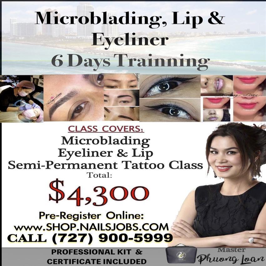 6 DAYS - COMPLETE MICROBLADING EYEBROW, LIP & EYELINER CLASS