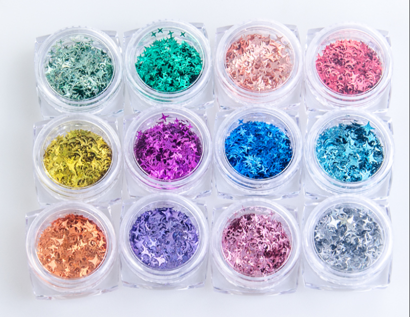 Star Shape - Nail Art glitter - 12 colors